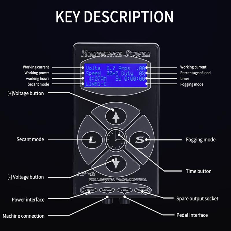 HP-2 Tattoo-Netzteil, digitales LCD-Display, professionelles Pro-Zubehör zum Tätowieren