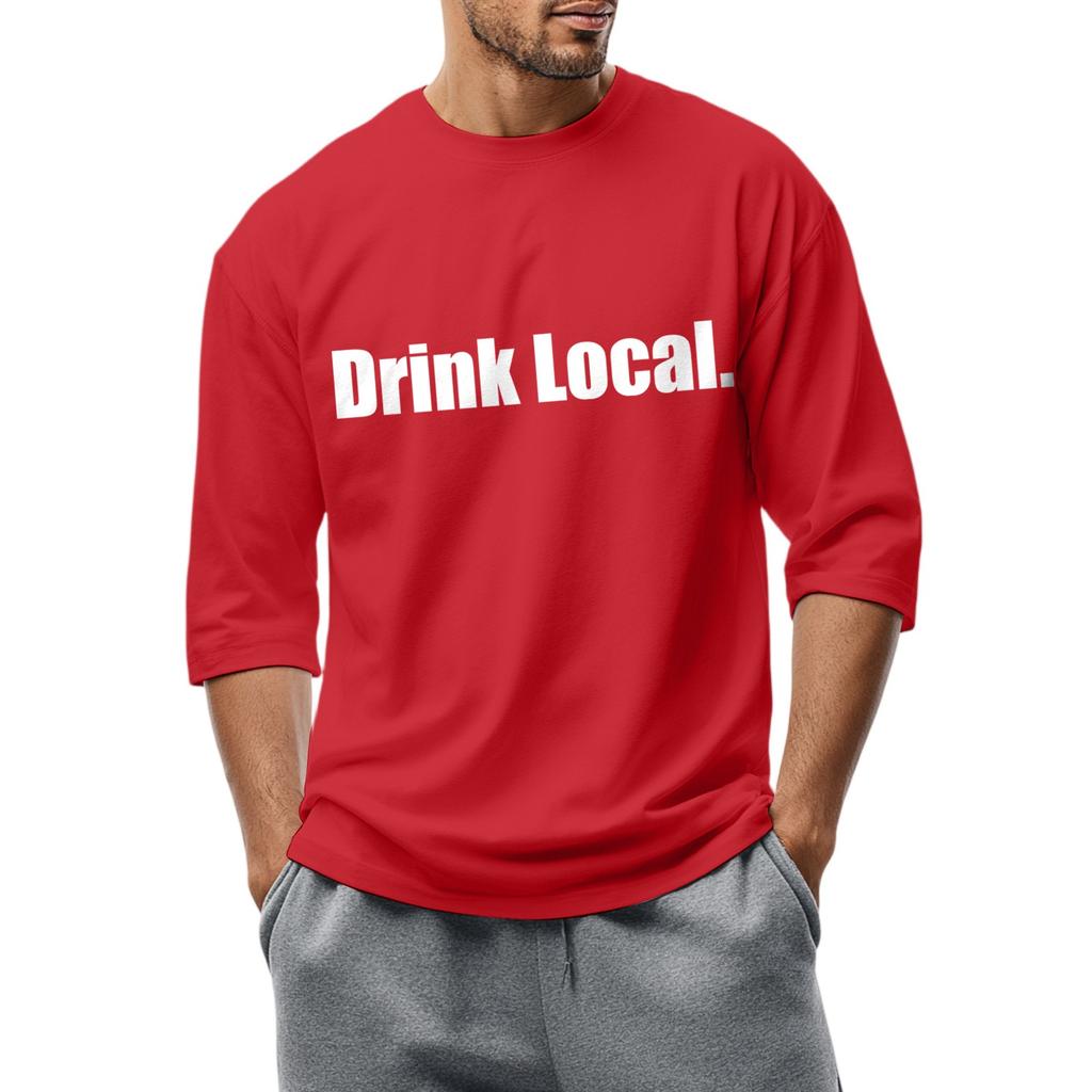 Men's fashionable casual round-neck three-quarter sleeve top T-shirt
