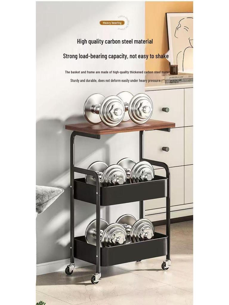 Carrello Snack Retro-Style Mobile con Scaffalatura Multi-livello e Organizer da Tavolo