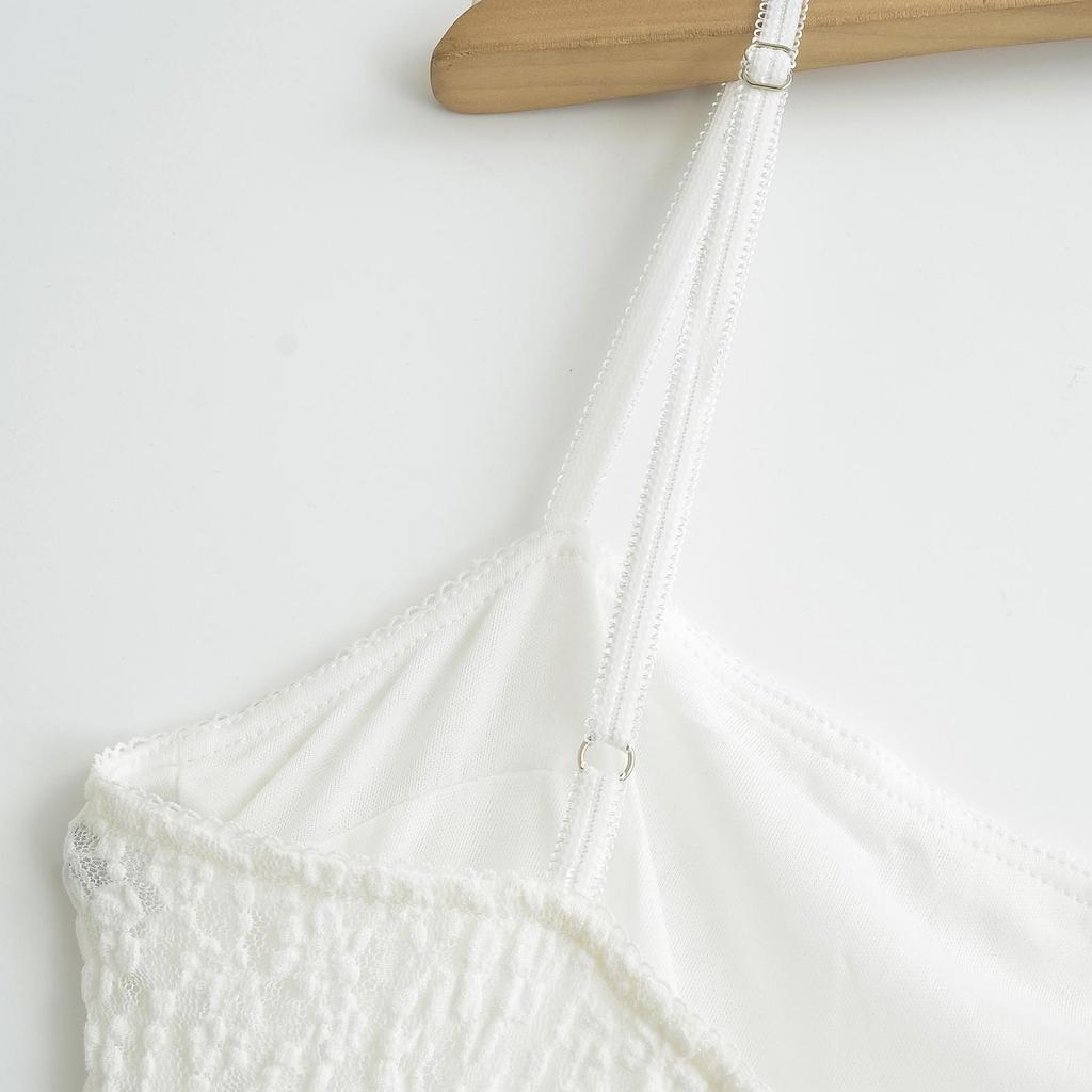 2025 Spring Women's Lace Patchwork Semi-Transparent Camisole Dress