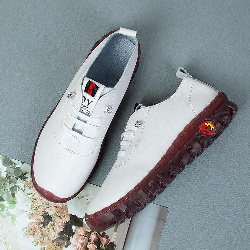 Women's shoes spring and summer lace-up wide fat feet beef tendon sole soft sole soft surface large size leather shoes