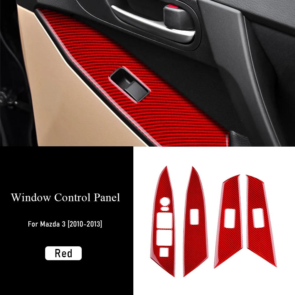 Echte Kohlefaser Auto Tür Fensterheber Schalter Knopf Panel Aufkleber für Mazda 3 2010 2011 2012 2013 Verkleidung Innenraum Zubehör