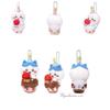 Cute Self-mocking Bear Birthday Party Cake Plush Toy Hanging Pendant Cartoon Doll Bag Decoration Gift Blue/pink