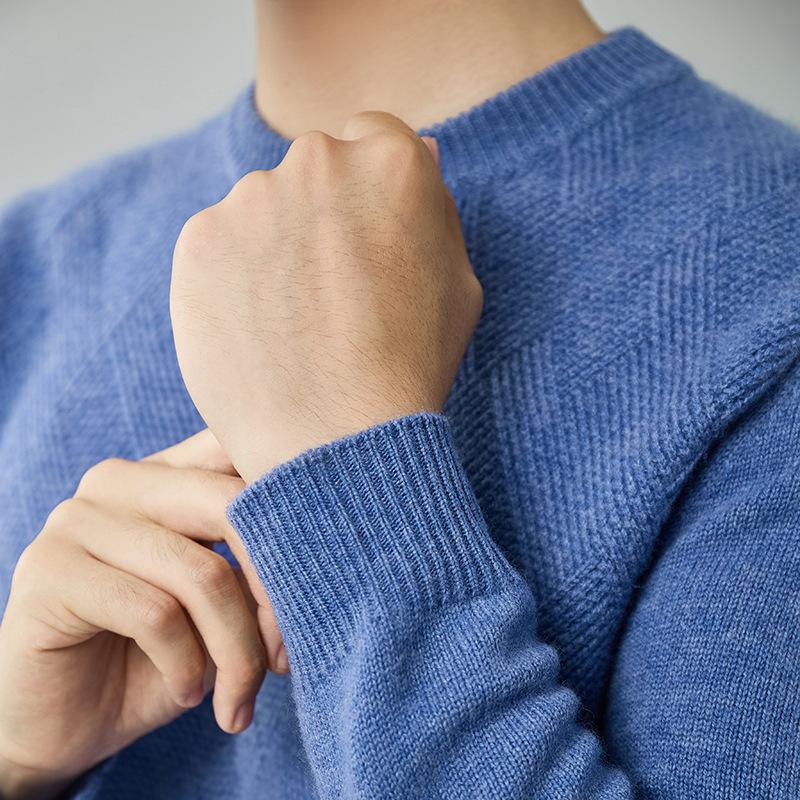 Crew neck thickened cashmere sweater men's 2025 new warm sweater bottoming knitted sweater mat knitted wool sweater