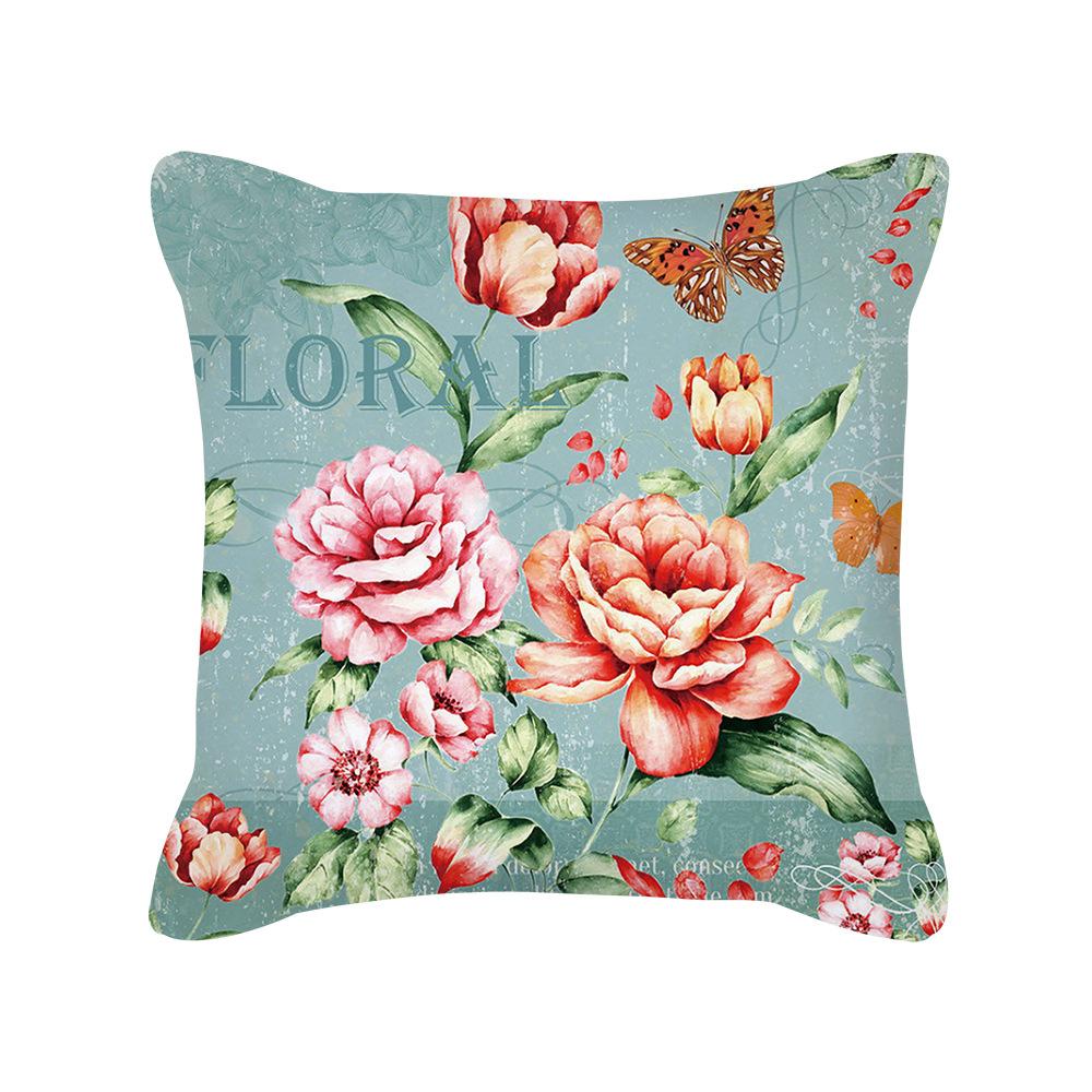 New Nordic Home Furnishings Flower Blooming Rich Pillow Cover Retro Style Car Sofa Cushion Waist Pillow Cover