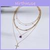 Multilayer Cross Pendant Necklace For Women With Rhinestone And Star Shape For Casual Style