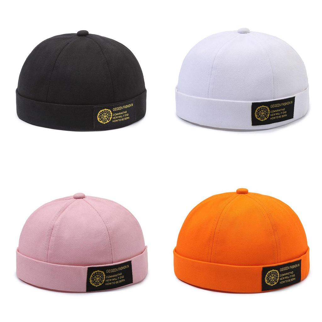 Solid Color Cotton Cap Round Top Hat Headwear Breathable Skullcap Unisex Gift