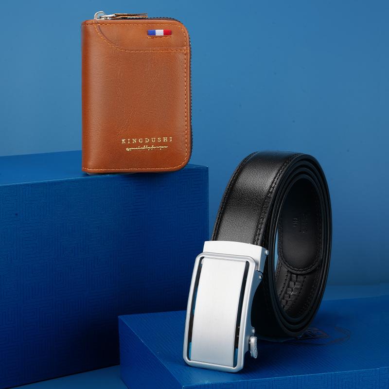Cinturón Casual para Hombre Regalo Billetera Caja de Regalo Hebilla Automática Cinturón para Pantalones Set de Billetera