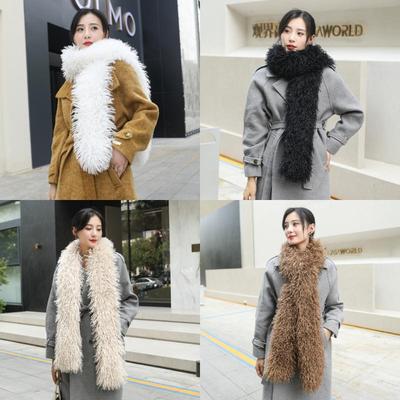 Korean Style Thick Plush Long Strip Scarf Solid Color Soft Plush Decor Women'S Winter Outdoor Warm Fluffy Scarf