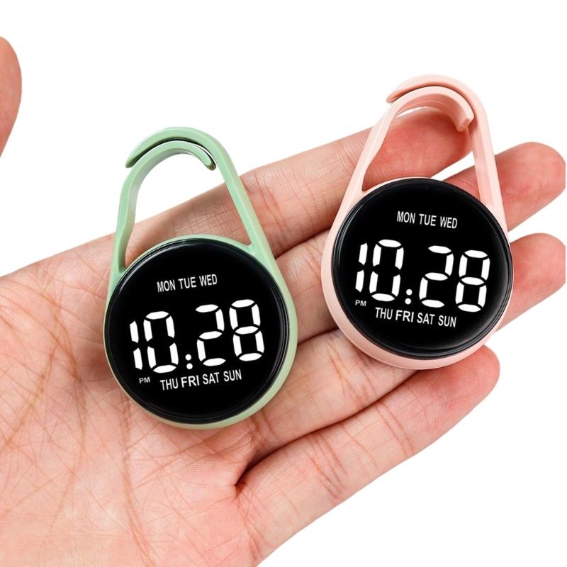 Touch Control Digital Pocket Watch Keychain Clip For Students Accurate Time LED Display Electronic Clock Accessories