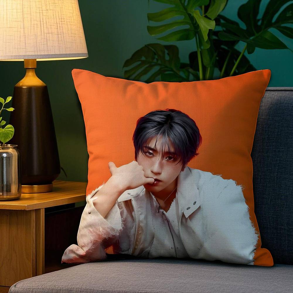 New HHan JJisung Boy Korean Pillow Case Antidustmite Pillowcase Invisible Zipper Silky Short Plush Sofa Cushion Cover