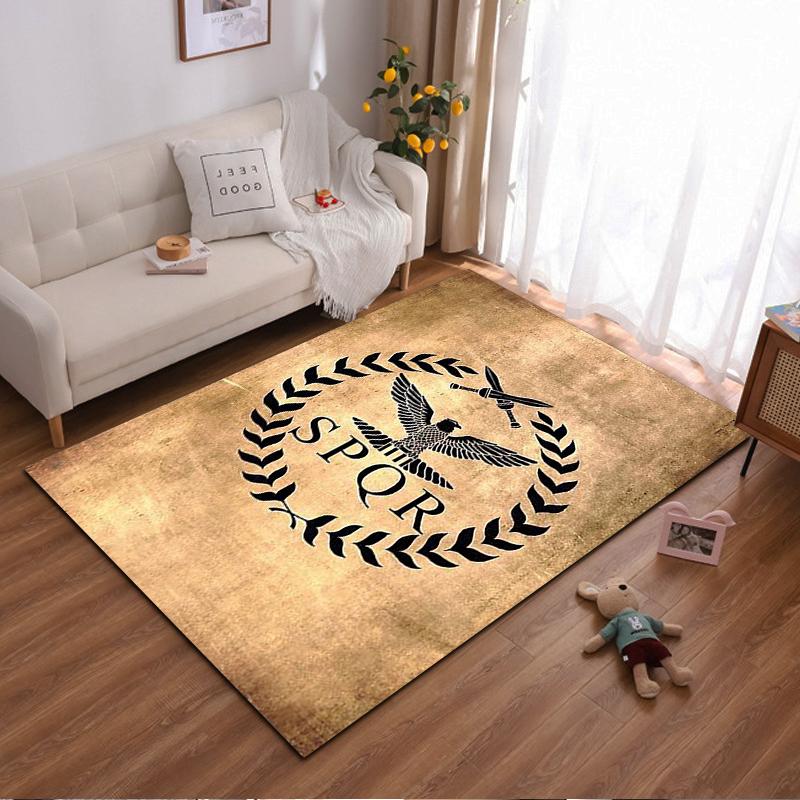 Roman SPQR Eagle Emblem on Vintage Style Rug Non-slip rug suitable for living room and bedroom sofas.
