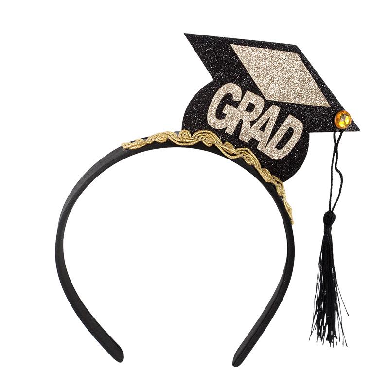 1Set Grad Cap Headband Graduated Satin Sash 2024 Graduation Party Decoration Supplies Photo Props Mini Bachelor Hat