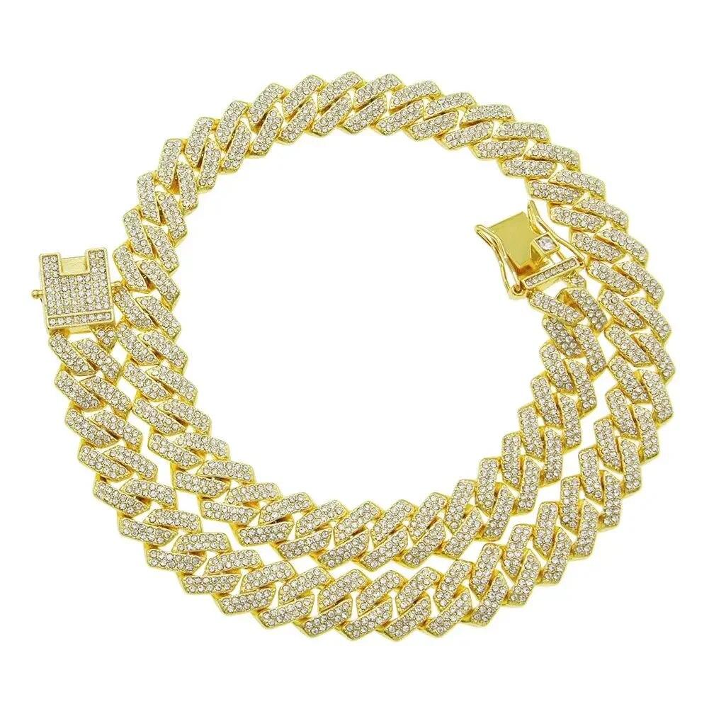 Collana a catena Cuban Link per uomo donna micro pavé in pietra CZ colore oro rosa gioielli hip hop