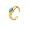 Gold-Tone Stainless Steel Hollow Finger Ring for Women - Non-Fading, Openable, Simple Design.