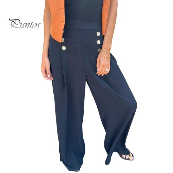 

Женские широкие брюки с высокой талией, украшенные пуговицами, повседневные свободные брюки для повседневной носки, путешествий, офиса XL