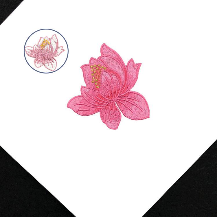 Custom Flowers 3 PCS Lotus Flower Embroidered Iron Clothes Patchwork Sticker Clothing DIY Stripes On Patches for Applique Badge