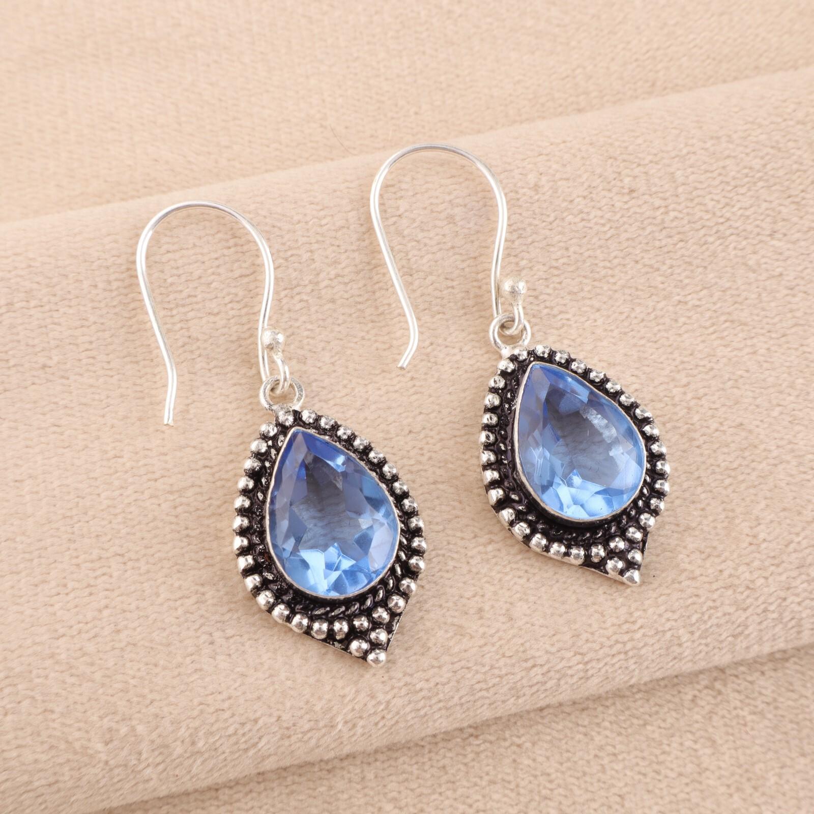 

925 Sterling Silver Tanzanite Gemstone Handmade Jewelry Partywear Earrings 1.6 EE-164-9