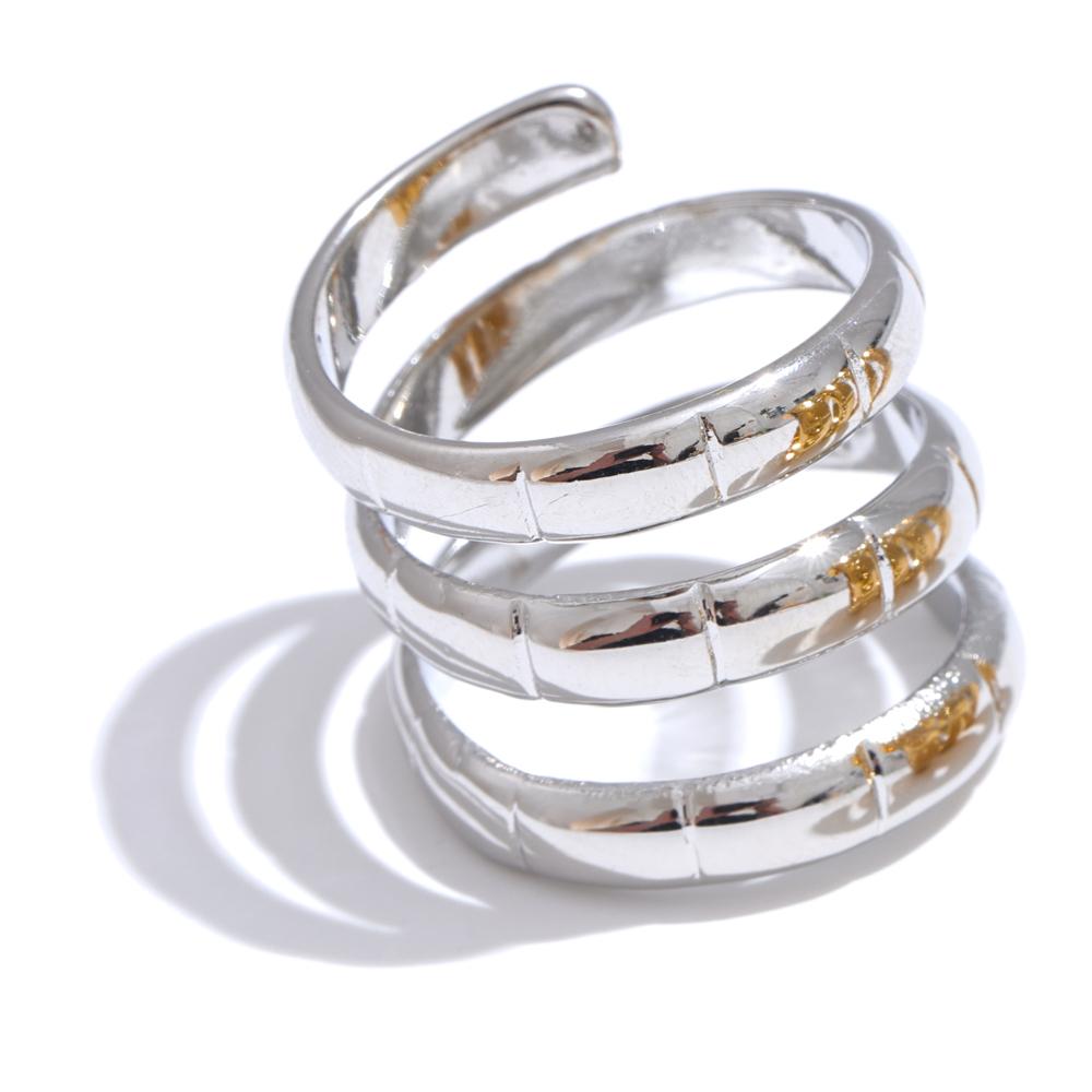 

Yhpup Stylish Unique Stainless Steel Metal Layered Wrapped Finger Ring for Women Personalized Water Resistant Chic Jewelry New 6