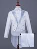 Men's Black and White Rhinestone Tailcoat for Magician, Singer, or Conductor - Formal Performance Wear