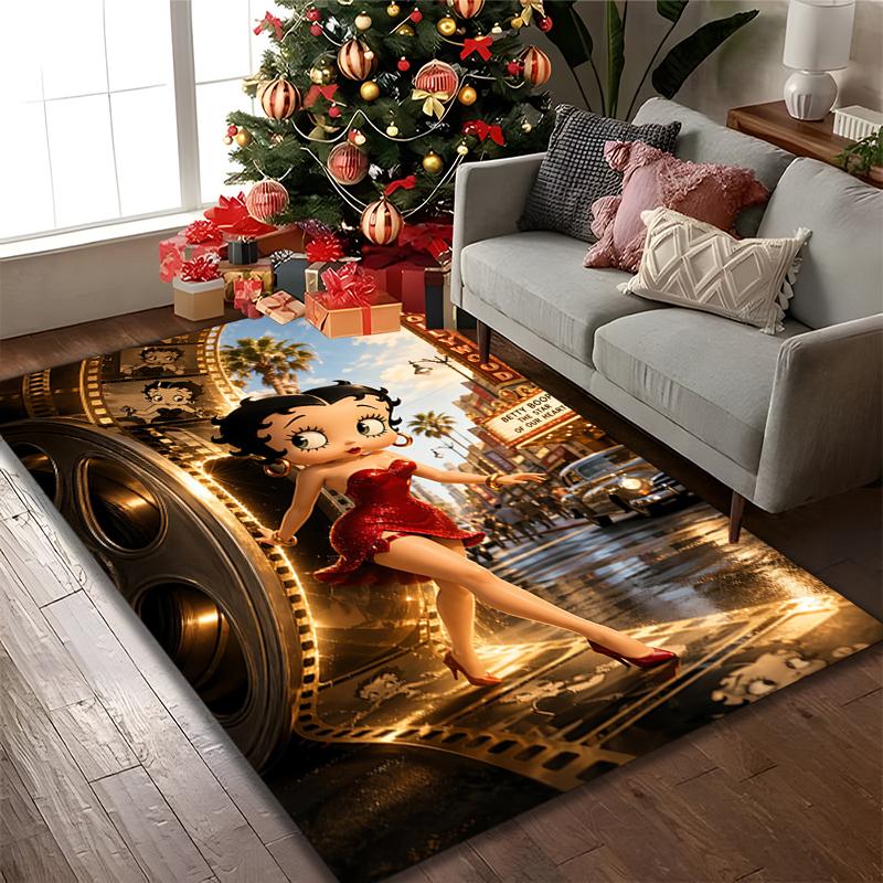 1pc Office Printed Area Carpet, Betty Boop Rug, Home Sofa Chair Mat For Christmas and Halloween Décor