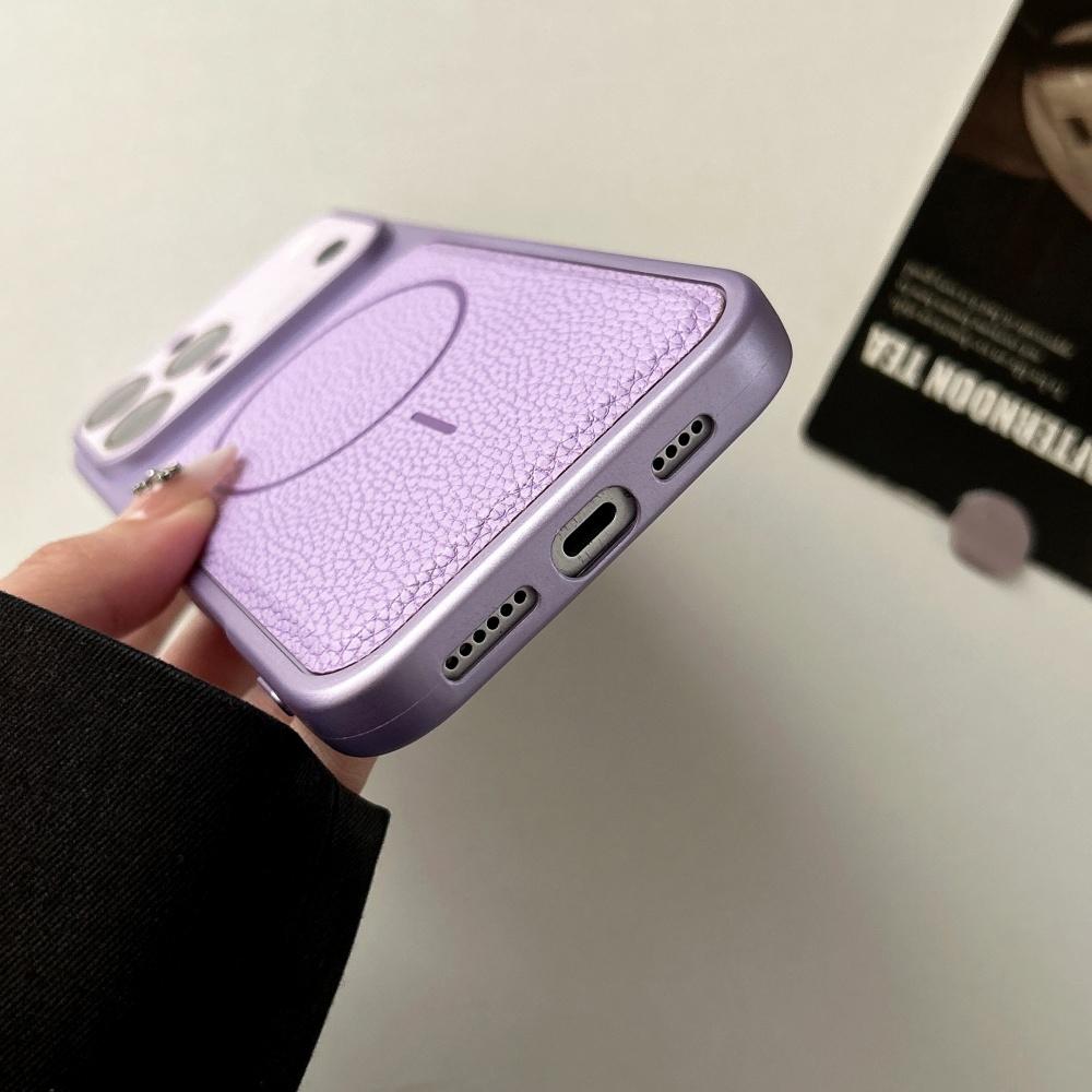 For Magsafe Matte PU Leather Texture For Magsafe Phone Case For iPhone 17 Air 16 15 14 Plus 13 12 Pro Max Bumper Non-Slip Cover