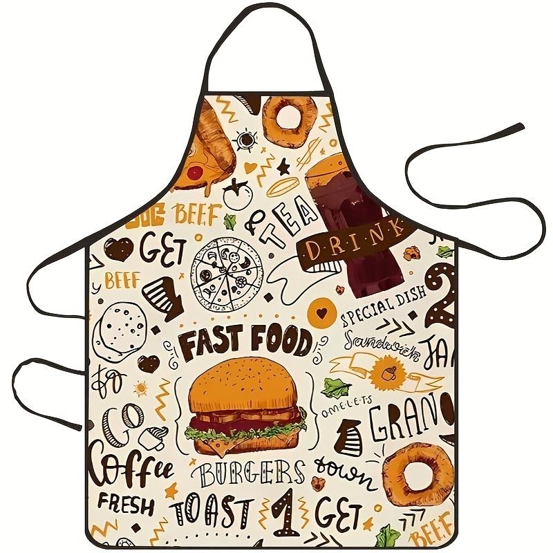 1pc Fast Food Themed Kitchen Apron - Creative Culinary Design, 100% Polyester Knit Fabric, Ideal for Home Cooking & Restaurant U