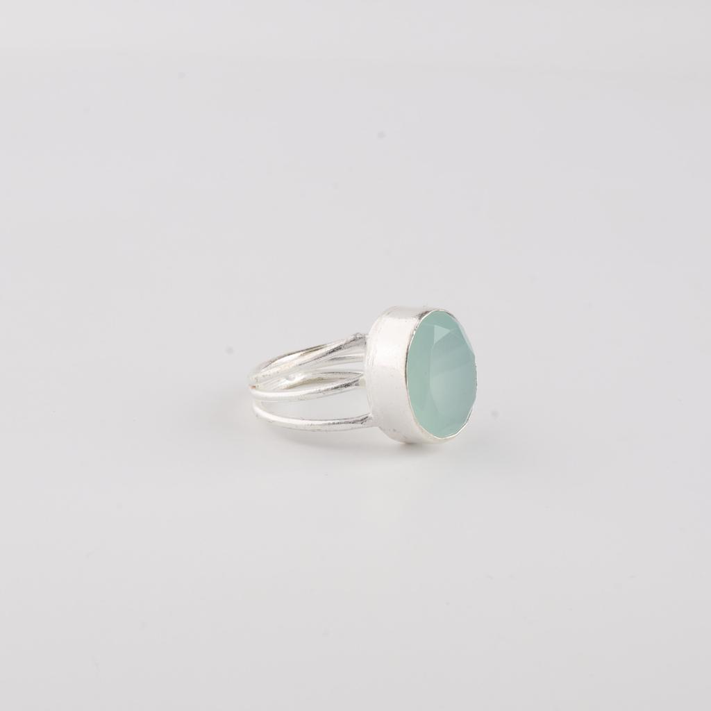 Aqua Chalcedon Edelstein 925er Sterling Silber Designer Verlobungsring Für Deine Liebe RR-73-19