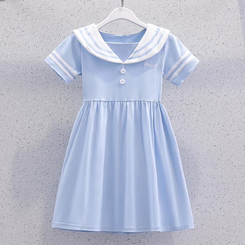 

Літня сукня для дівчинки з матроським коміром: Спідниця шкільної форми в корейському стилі 130 cm синій