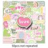 50 Danish Pink Inspirational English Graffiti Stickers for Phone Cases & Notebooks