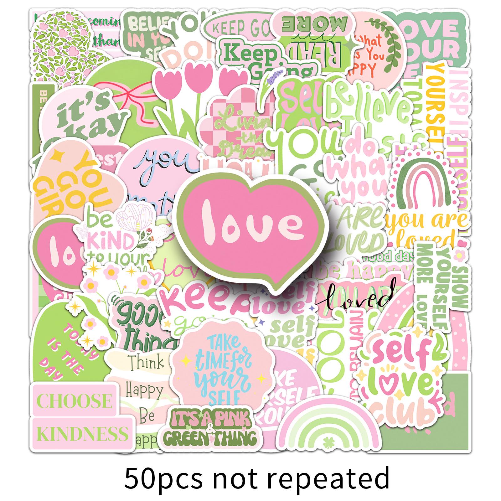 

50 Danish Pink Inspiring Waterproof Stickers for DIY, Diary, Suitcase, and Water Cup Decor