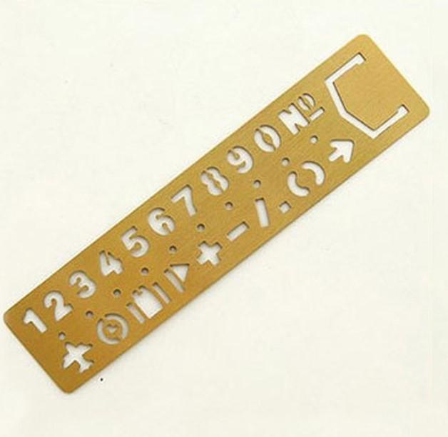 2021121732 Vintage Brass Letter and Numbers Metal Ruler Template Ruler Bookmark Marker Stationery School Supplies Belt Buckle