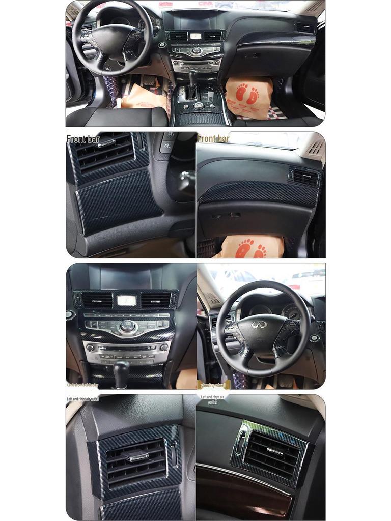 Q70 Kohlefaser Innenraummodifikation Dekorative Aufkleber für Armaturenbrett, Navigation und Tür