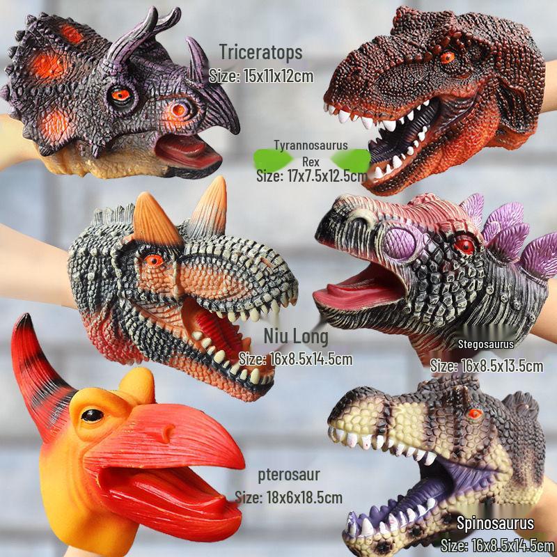 Children's Dinosaur Hand Puppets: Soft Rubber T-Rex, Triceratops, Carnotaurus