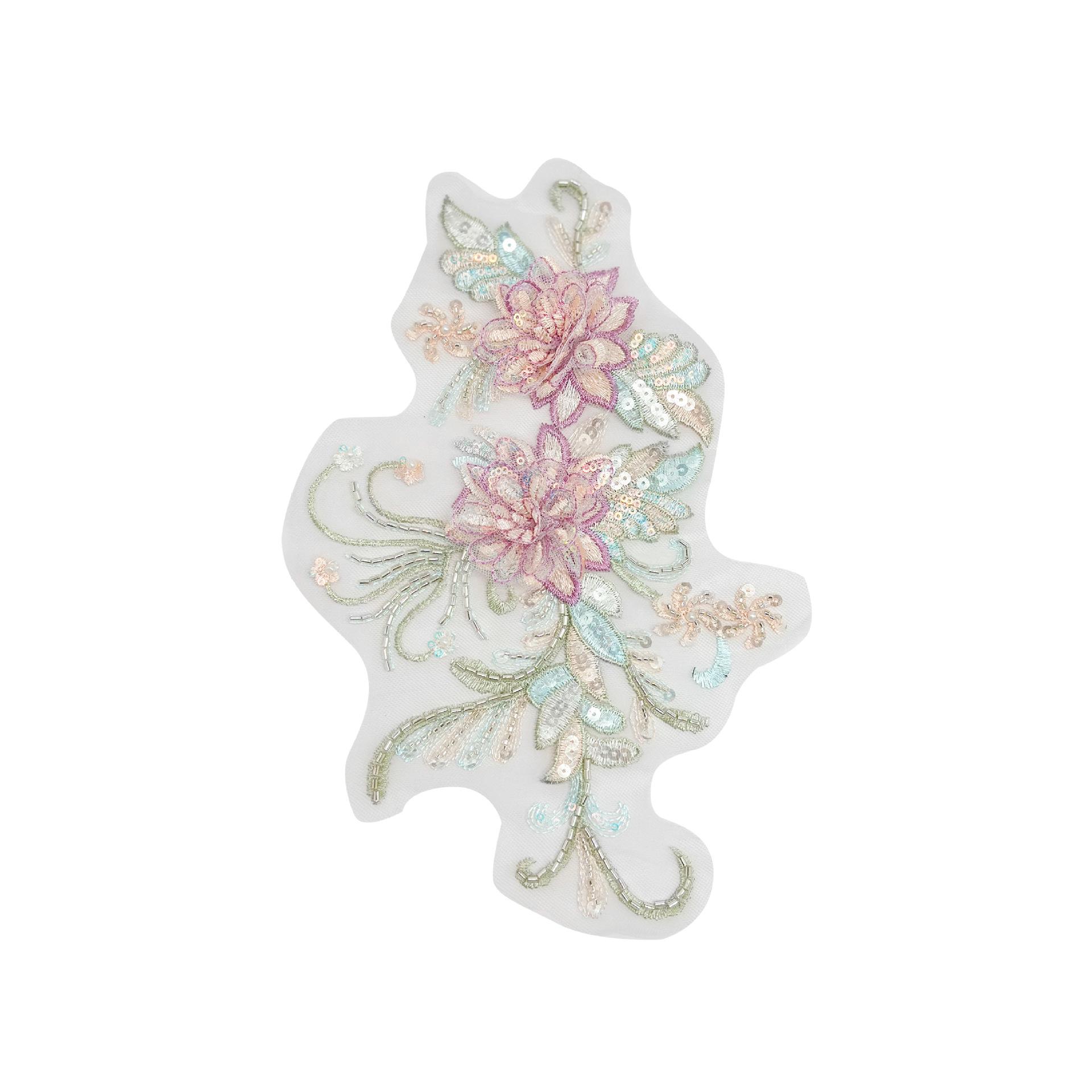 

Chinese Style Mesh Yarn, Beaded Sequins, Three-Dimensional Flowers, Embroidered Cloth Stickers, Cheongsam, Dress, Performance Clothes H2244 Type A