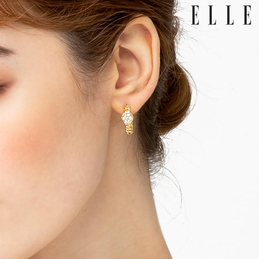 14K Gold Chain One-Touch Earrings (Gold Pin) ELGPEE358