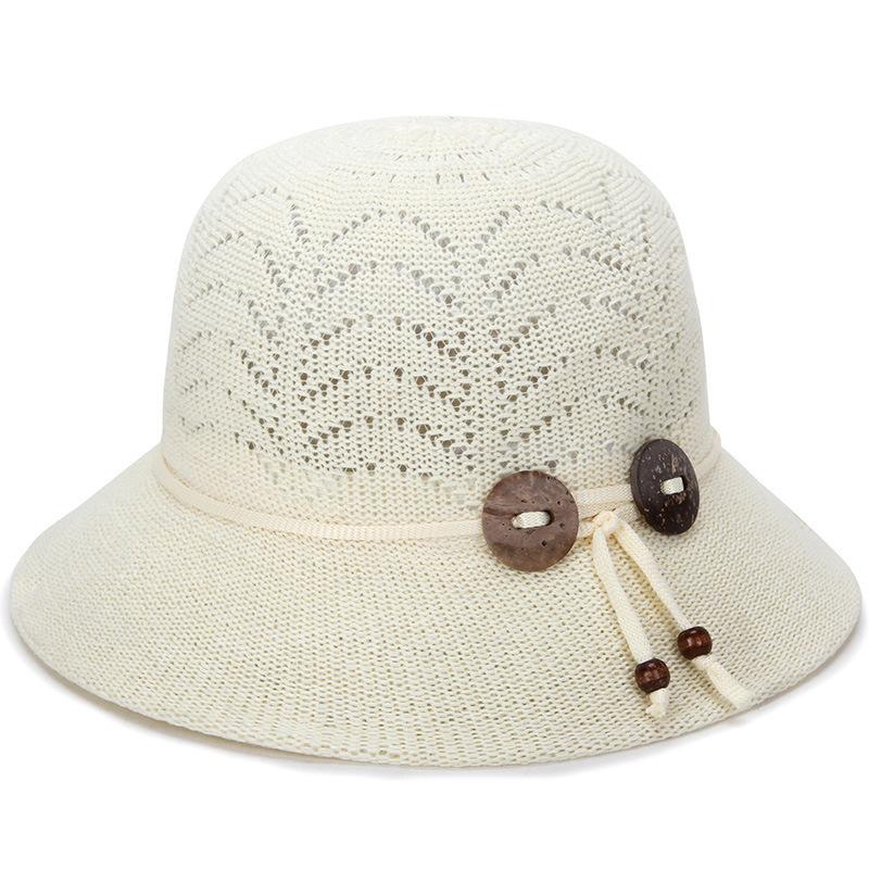 Middle-aged and elderly women's openwork sun hat, casual breathable sunshade bucket hat, fashionable sun protection hat