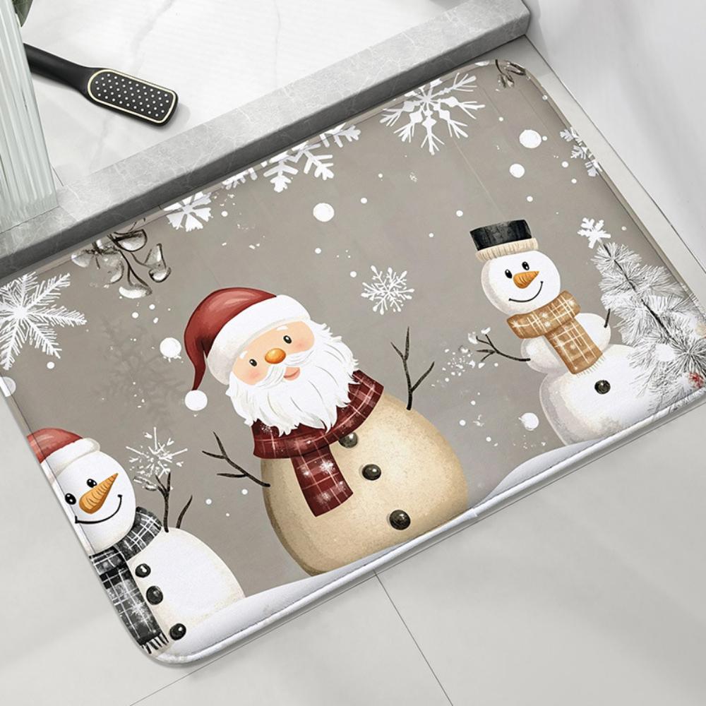 1Pcs Christmas Tree Snowman Door Mat WELCOME Rug Living Room Bedroom Entry Doormat Outdoor Nonslip Mat Kitchen Mat Holiday Decor