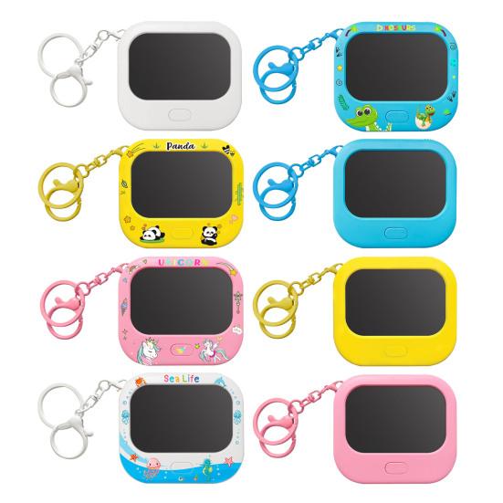Mini LCD Writing Tablet Keychain with Pen Kids Colorful Doodle Notepad Erasable Drawing Board Sketch Pad Bag Backpack