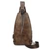 Men's Outdoor USB Chest Bag Crossbody Bag Retro PU Shoulder Bag