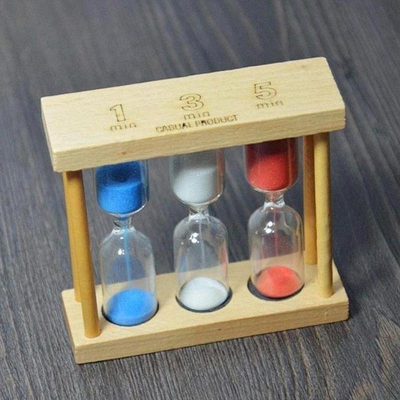 1/3/5Min Holz Rahmen Glas Sand Sanduhr Sanduhr Timer Uhr Zeit Decor Geschenk