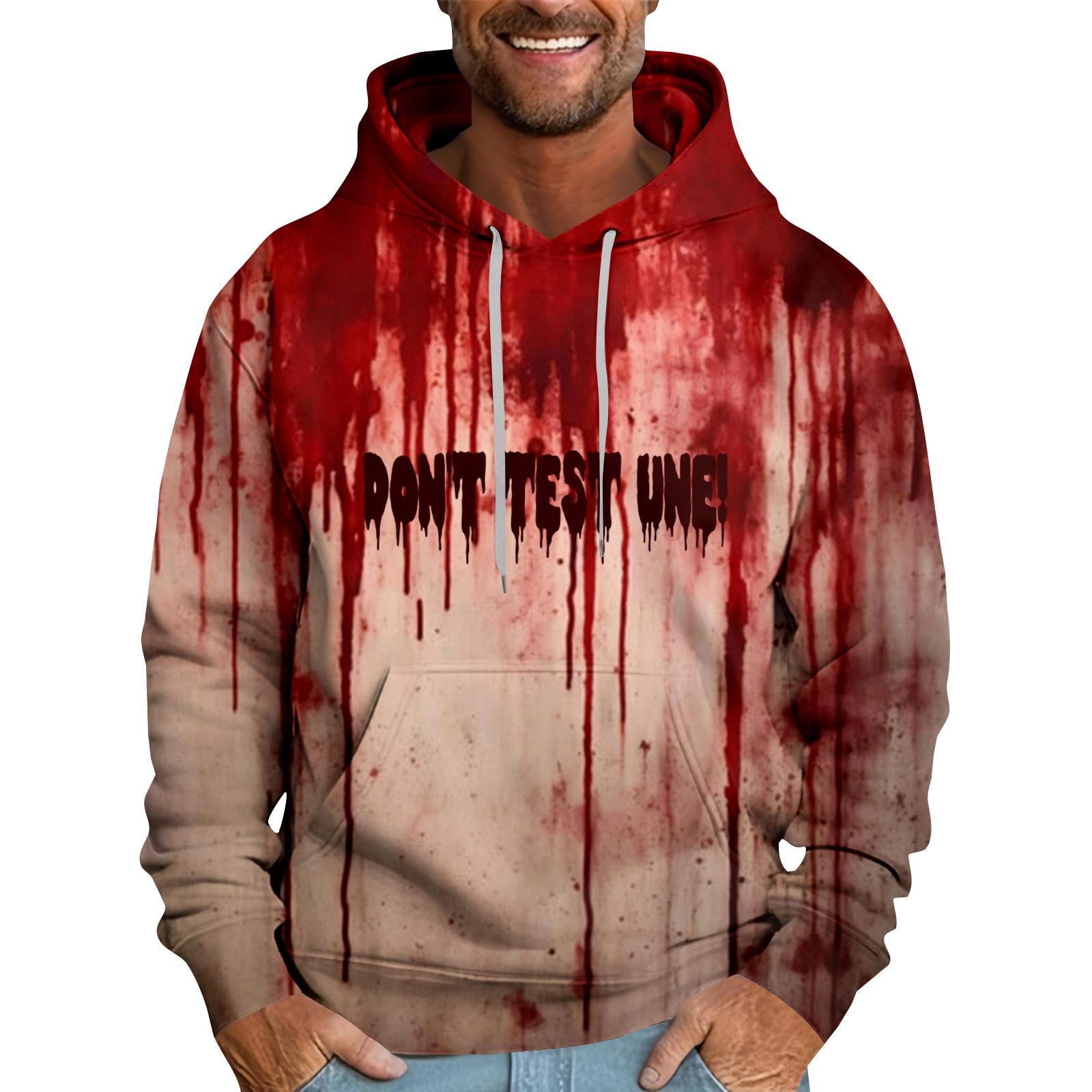 

Мужская толстовка с капюшоном свободного кроя с принтом «Кровавый Хэллоуин» L