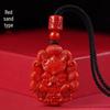 Cinnabar Zisha Red Nine-Tailed Fox Pendant Necklace & Keychain Charm