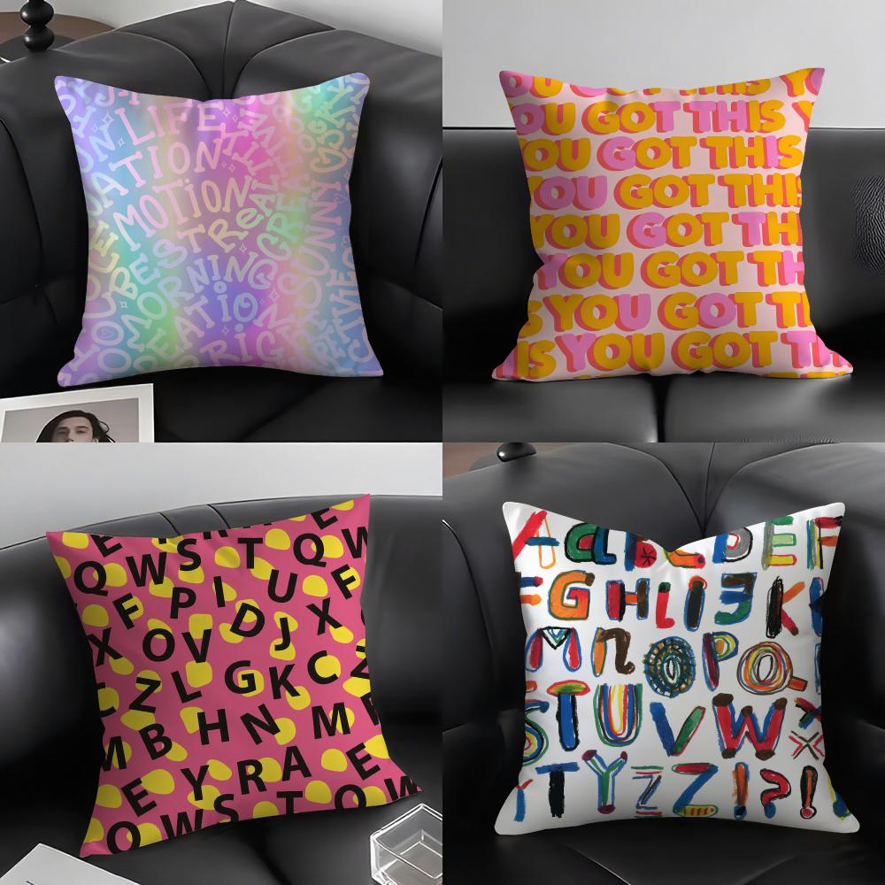 English Letters Fashion Cushion Cover Pillowcase Ultra Soft Skin Friendly Fabric Cloud Like Comfort & Concealed Zipper