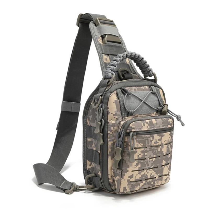 Men's Outdoor Chest Bag Camouflage Shoulder Bag Single Shoulder Backpack 900D Oxford Mountaineering Camping Fishing Hiking Molle