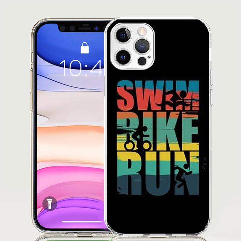 Triathlon Schwimmen Radfahren Laufen Handyhülle Für Iphone 11 12 13 Mini 14 15 Plus 17 Air 16 Pro Max 16E 7 8 SE Kunst Individuell Hülle Capa Ca