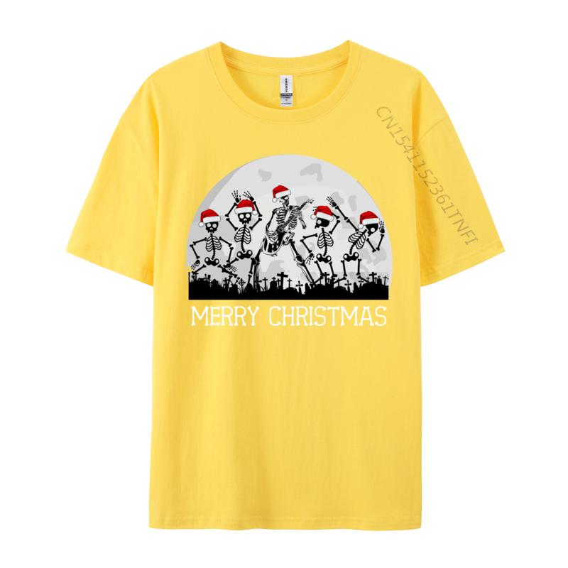 Skelette tanzen zu Rockgitarre auf Friedhof Frohe Weihnachten T-Shirt Kleidung Mann T-Shirts Einfaches T-Shirt Nagelneu