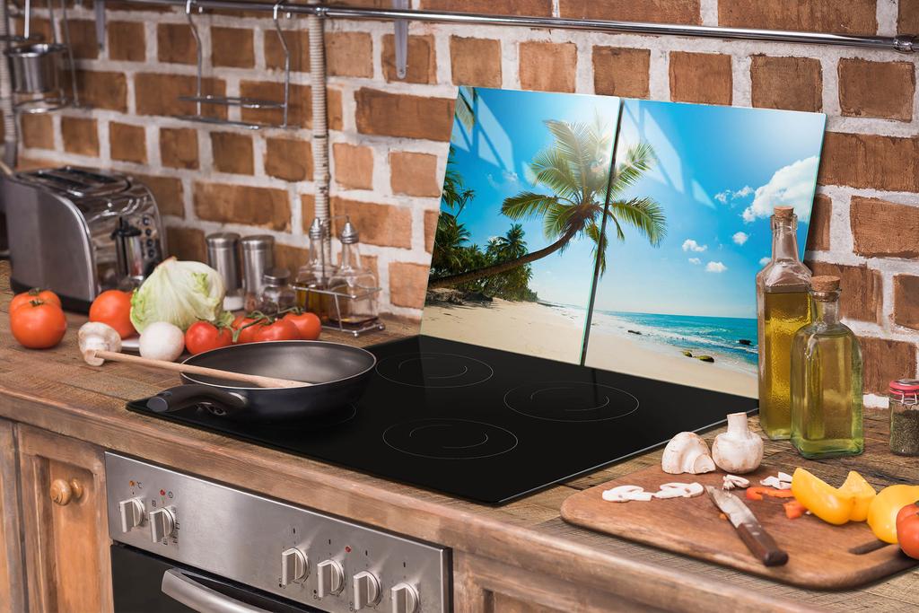 SZKLANA PŁYTA OCHRONNA NA KUCHENKĘ 85x52 PLAŻA