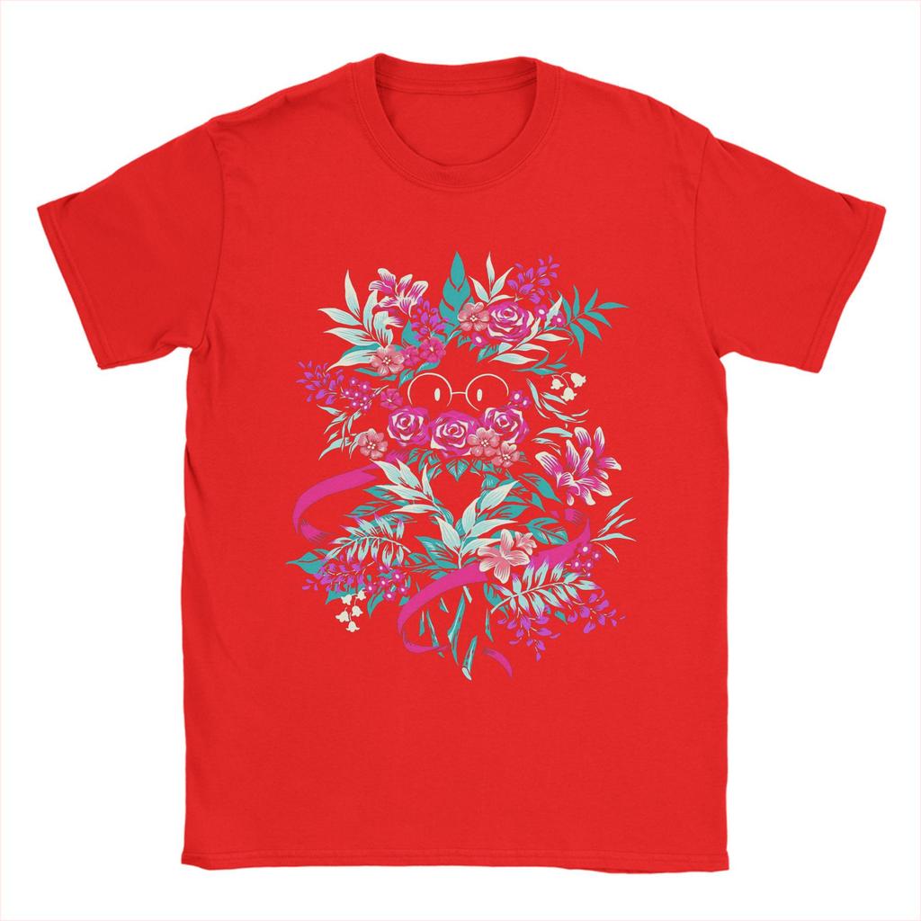 Deltarune Spamton Merch Ralsei Floral Men's T Shirts Leisure Tees Short Sleeve Round Collar T-Shirt Cotton Big Size Tops