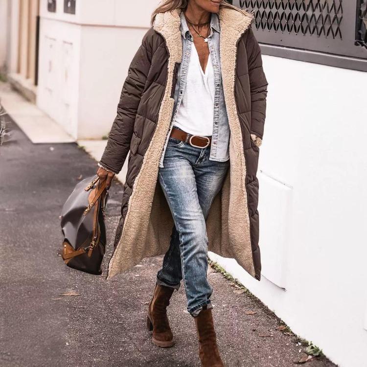 Slim Fit Double Sided Hooded Cotton Cardigan Jacket Long Sleeve Solid Color Coat